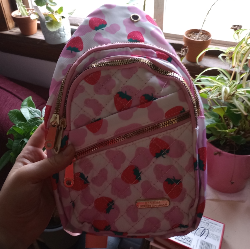 Brand new cute kawaii strawberry milk pink purse satchel white and green handbag - Picture 3 of 6